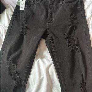 RSQ Men's Distressed Charcoal Skinny Jeans